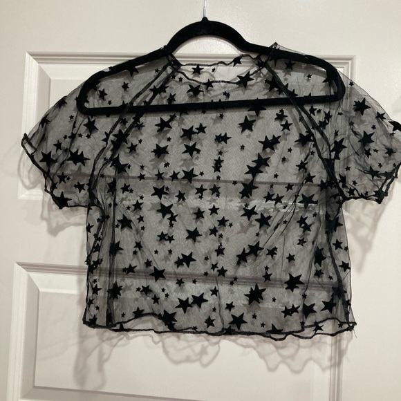 SHEIN Black Starry Mesh Blouse - Picture 1 of 2
